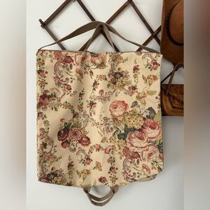 Vintage Laura Ashley Floral Canvas Garment Bag in Cream and Pink